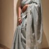 Pastel Blue Jamdani Weave Tissue Saree Product Image