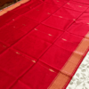 maheshwari silk handloom saree in red with golden zari border