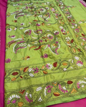 Parrot Green Kathan Stitch - Aachal