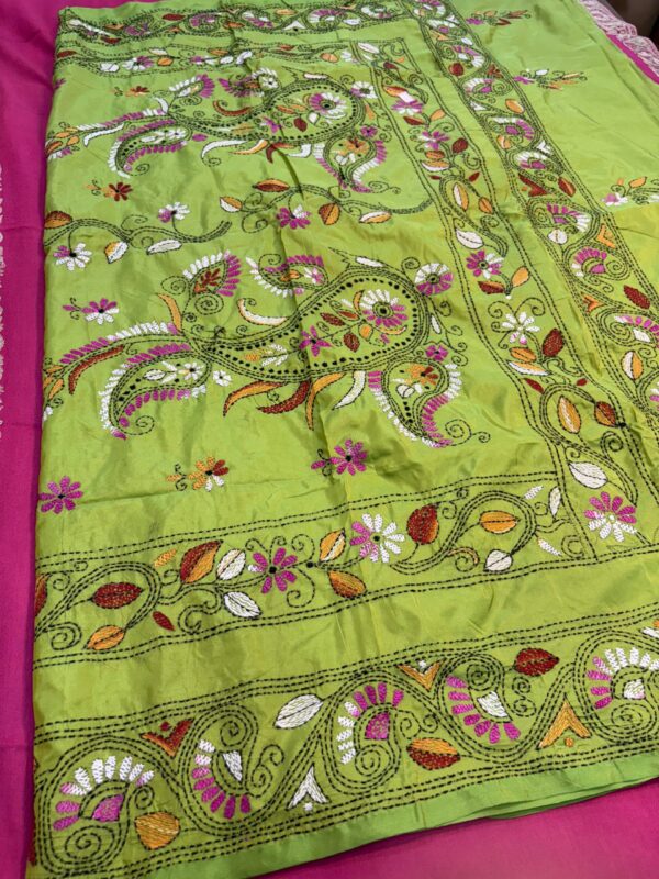 Parrot Green Kathan Stitch - Aachal
