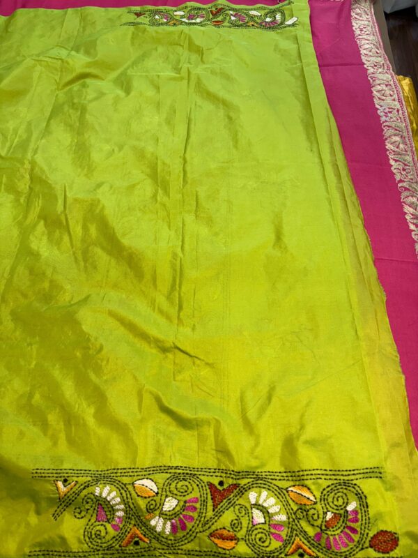 Parrot Green Kathan Stitch- Blouse Piece