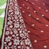 Wine Kantha Stitch - Saree Body