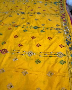 Yellow Kantha Stitch - Saree Body
