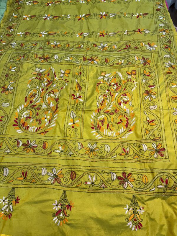 Mustard Green Kathan Stitch - Aachal