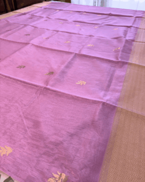 Pastle Pink Tissue Maheshwari Silk Body