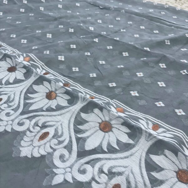 grey jamdani weave unstitched salwar suit with dupatta