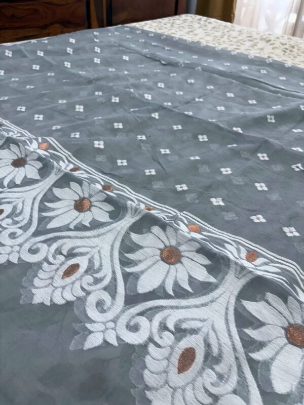 grey jamdani weave unstitched salwar suit with dupatta