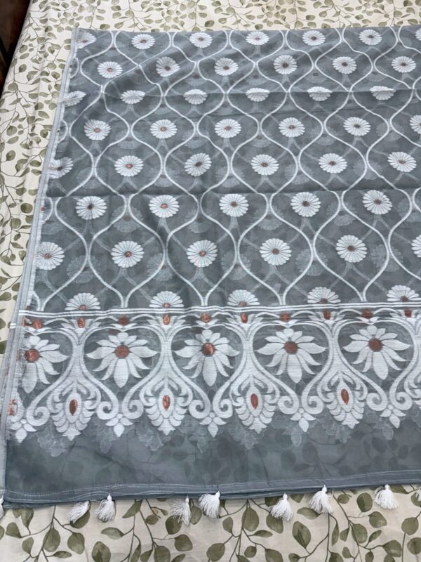 grey jamdani weave unstitched salwar suit with dupatta