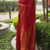 Red Matka Silk Saree with Golden Zari Border – Handloom Saree