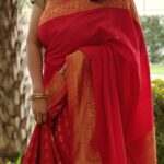 Red Matka Silk Saree with Golden Zari Border – Handloom Saree
