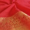 Red Matka silk Saree with Golden Zari Motif Blouse Piece