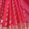 Red Matka silk Saree with Golden Zari Motif work