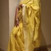 Bright Yellow Silver Zari Jamdani Weave Saree