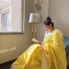 Women Wearing Yellow Silver Zari Jamdani Weave Saree