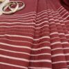 maroon cotton saree minimal white stripes design - Saree pleats