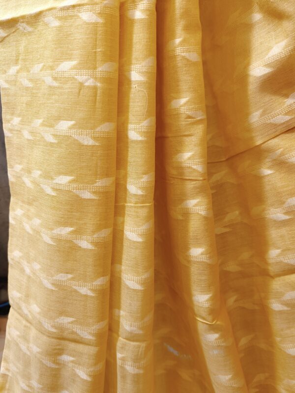 handloom cotton saree pastel yellow pink - pleats