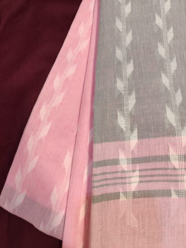 dual color cotton handloom saree pink grey