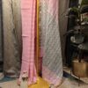 pink grey cotton handloom saree dual tone