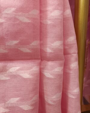 pink grey cotton saree woven geometric motifs