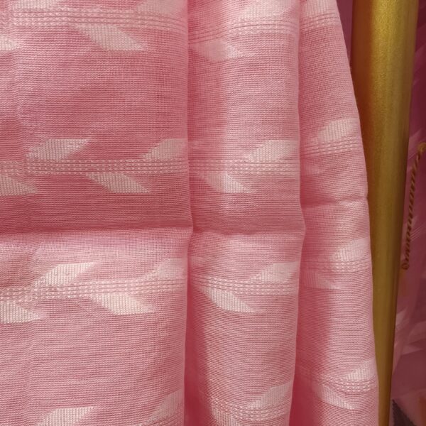 pink grey cotton saree woven geometric motifs