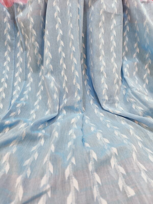 blue pink cotton saree woven geometric motifs