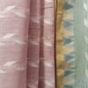 pastel green-pink saree close-up handloom weave texture