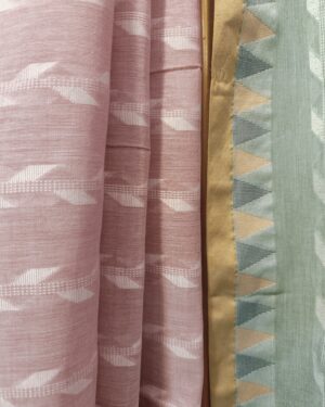 pastel green-pink saree close-up handloom weave texture