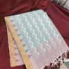 dual color cotton handloom saree pastel green-pink