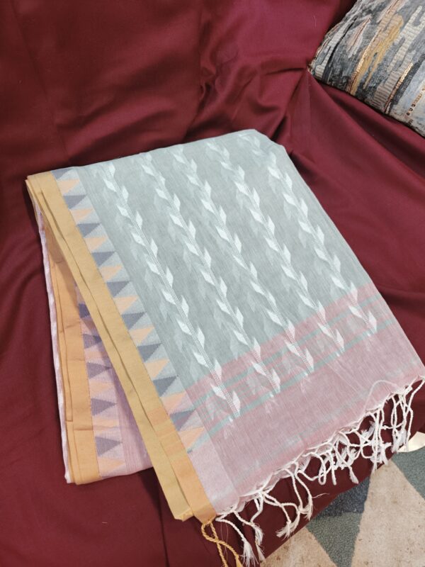 dual color cotton handloom saree pastel green-pink