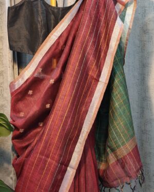 multicolor striped cotton saree close-up texture