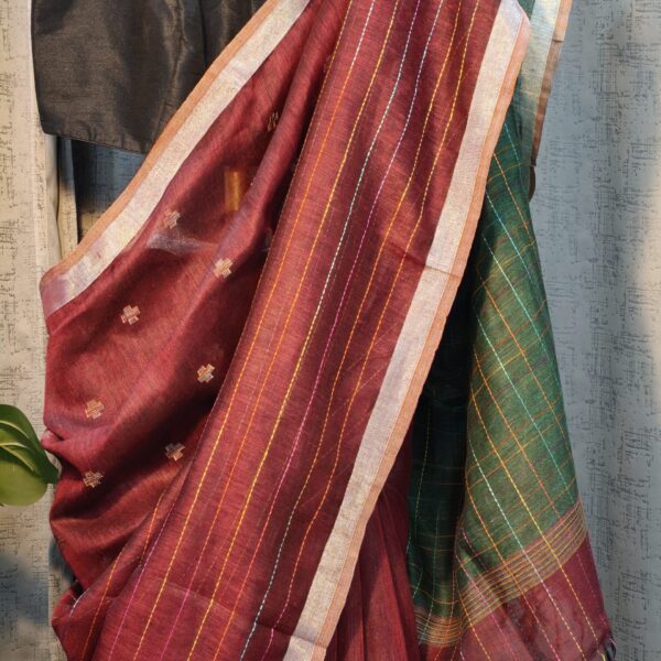 multicolor striped cotton saree close-up texture